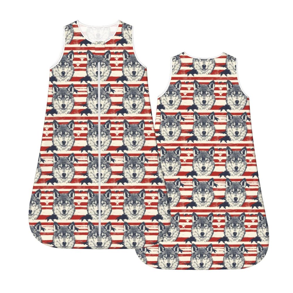 Muishi Wolves With Stripe Baby Wearable Blanket Infant Boys Girls Sleeping Bag For Newborn Unisex Baby Stuff Sleep Sack Suit M(6-12month)
