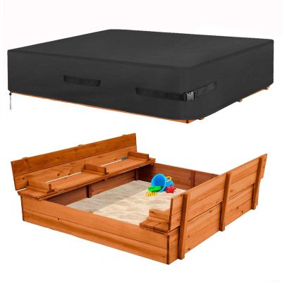 Outdoor Sandbox Cover, Square Sand Box Covers, Heavy Duty 600D Oxford Cloth Waterproof, Large Sandboxes Cover, Protect Sandbox Sand and Toys, Cover Only,Black,78"X78"X8"