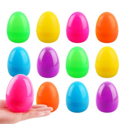 Haconba 12 Pack 4 Inch Fillable Easter Eggs with Flat Bottom Colorful Plastic Large Easter Eggs for Easter Basket Fillers Egg Hunt Easter Party Supplies, 6 Colors