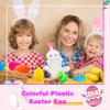 Haconba 12 Pack 4 Inch Fillable Easter Eggs with Flat Bottom Colorful Plastic Large Easter Eggs for Easter Basket Fillers Egg Hunt Easter Party Supplies, 6 Colors view 4