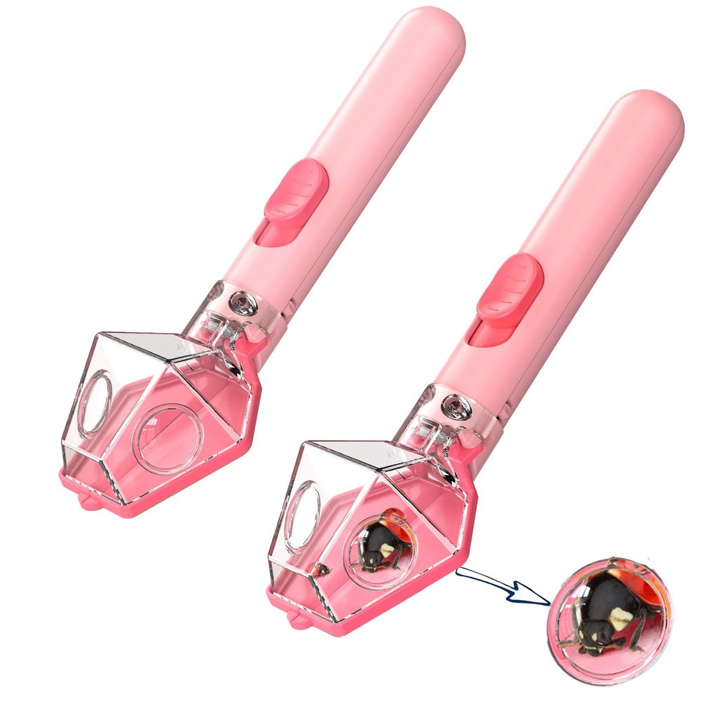 Bug Catcher for Kids, Insect Trap Kit with 6X Magnifier Glass - STEM Educational Exploration Tool for Indoor and Outdoor,Christmas Birthday Gifts Toys for Adults, Boys, and Girls (Pink 2PCS)