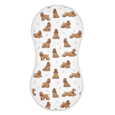 1 Pack Muslin Burp Cloths American Cocker Dogs White Cotton Baby Burp Cloths Ultra Absorbent Soft Thick Burping Cloth for Newborn Must Haves 22x11 Inch