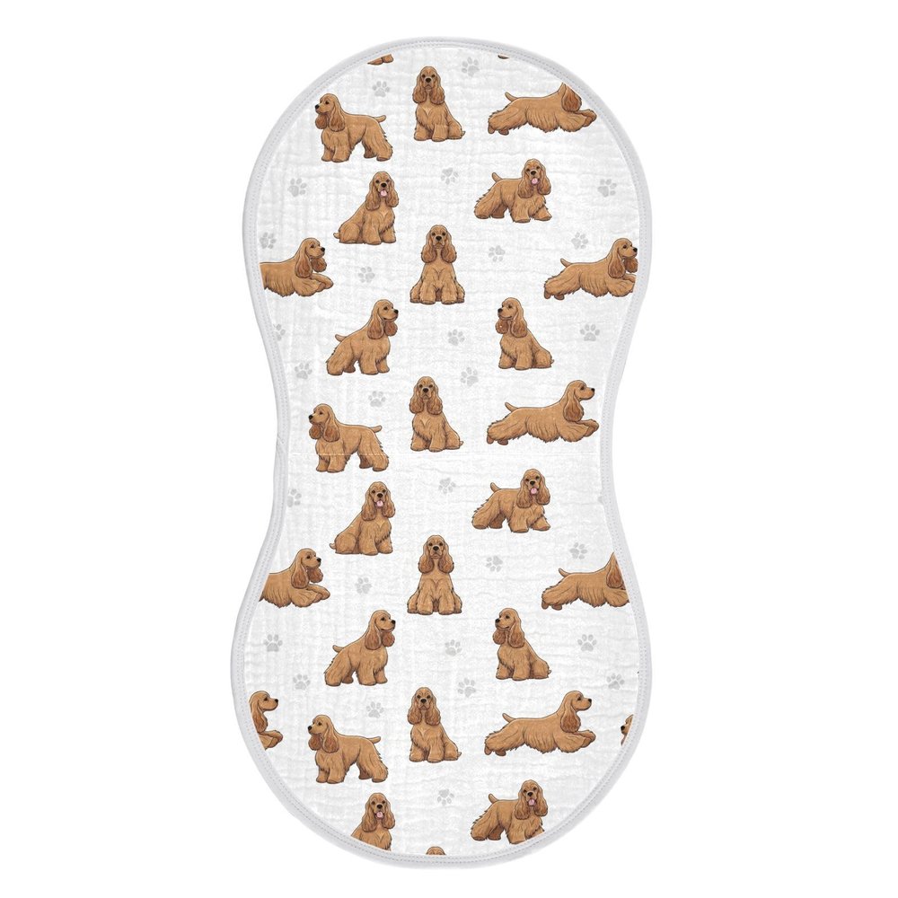 1 Pack Muslin Burp Cloths American Cocker Dogs White Cotton Baby Burp Cloths Ultra Absorbent Soft Thick Burping Cloth for Newborn Must Haves 22x11 Inch