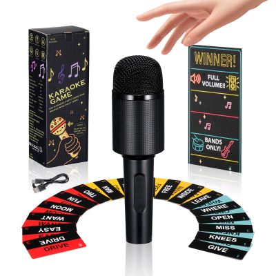 2025 Grab Microphone Game with Real Microphone, 2-10 Players -Singing Party Game for Adults, Family, Teens, 250 Lyric Challenge(125 Cards), Fun Music Mic for Games Night, Christmas, Birthday Party