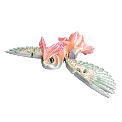 3D Printed Owl Moving Model, Button to Swing Wings Desktop Ornament Decorative