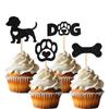 12 PCS Dachshund Cupcake Toppers Black Glitter Dog Topper Bone Puppy Dog Paw Cupcake Decoration suitable for Baby Shower & Birthday Parties Pet Adoption Theme Decor Supplies view 1