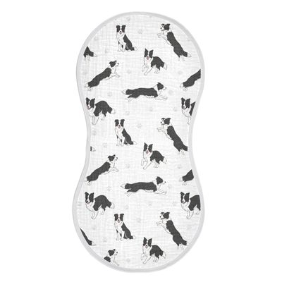 1 Pack Muslin Burp Cloths Collie Dog Paw White Cotton Baby Burp Cloths Absorbent Burping Cloth Soft Spit Up Rags for Newborn Baby Boys Girls 22x11 Inch