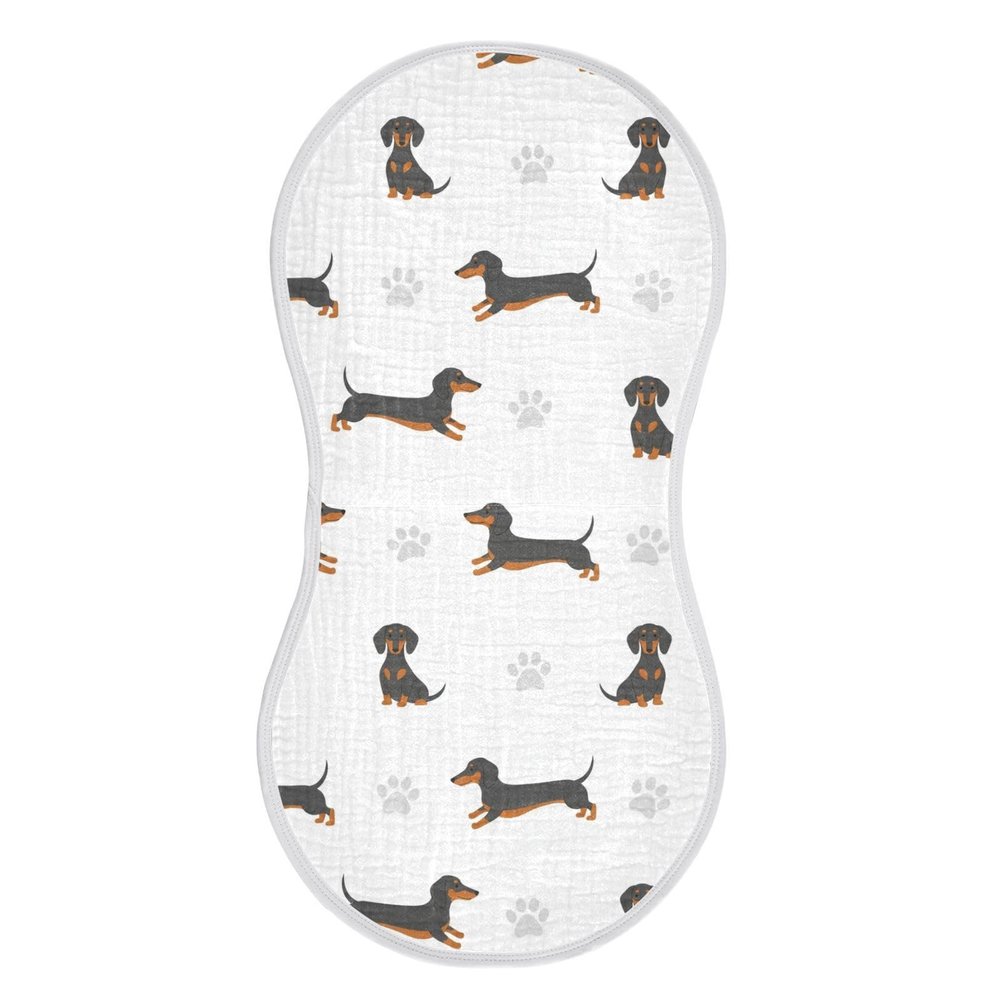 1 Pack Muslin Burp Cloths Dachshund Dogs White Cotton Baby Burp Cloths Ultra Absorbent Burping Cloth Soft Spit Up Rags for Newborn Babies 22x11 Inch
