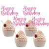 12 Pcs Pink Happy Birthday Cupcake Toppers Glitter Birthday Party Cupcake Topper for Parties Baby Showers & Celebrations Cupcake Decoration Supplies view 1