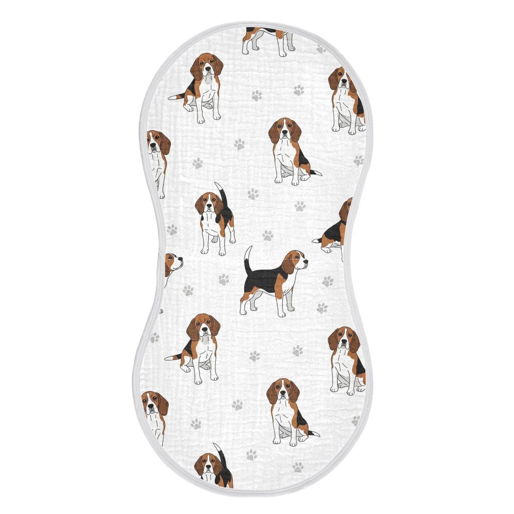 1 Pack Muslin Burp Cloths Beagle Dogs Paw White Cotton Baby Burp Cloths Ultra Absorbent and Soft Thick Burping Cloth for Newborn Babies 22x11 Inch