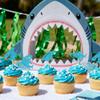 12Pcs Shark Cupcake Toppers Shark Fin Cupcake Topper Blue Glitter Shark Decoration Ocean Themed Party Shark Cake Decor for Ocean Animals Shark Theme Kids Birthday Parties view 2