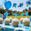 12Pcs Shark Cupcake Toppers Shark Fin Cupcake Topper Blue Glitter Shark Decoration Ocean Themed Party Shark Cake Decor for Ocean Animals Shark Theme Kids Birthday Parties view 3