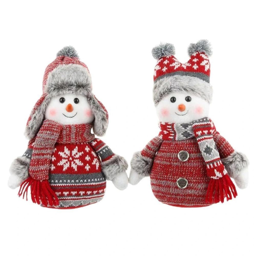 2Pcs Autumn Snowman Plush, Handcraft Christmas Dolls with Hat Christmas Decors, Plaid Soft for Home Window Table Fireplace Shelf Sitter Party Decoration Gifts