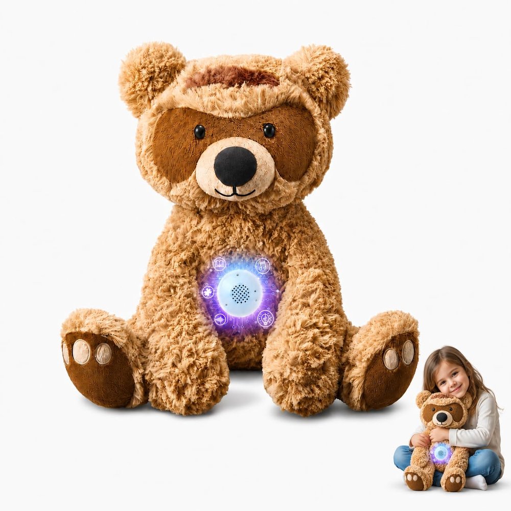 AI Storytelling Teddy Bear with Unlimited Creative Stories, Talking Stuffed Animal Plush Toy, Screen-Free Bedtime Companion for Kids, Subscription-Free, Super Soft Bear Gift for Boys & Girls Age 3+