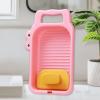 AFXGUSD Crocodile Washboard Mini Washing Board Space Saving Portable with Washboard for Kids Training Laundry Household, Pink view 3