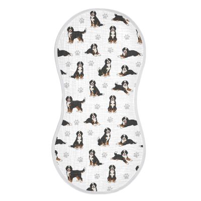 1 Pack Muslin Burp Cloths Bernedoodle Dogs White Cotton Baby Burp Cloths Ultra Absorbent and Soft Thick Burping Cloth for Newborn Baby Boys Girls 22x11 Inch