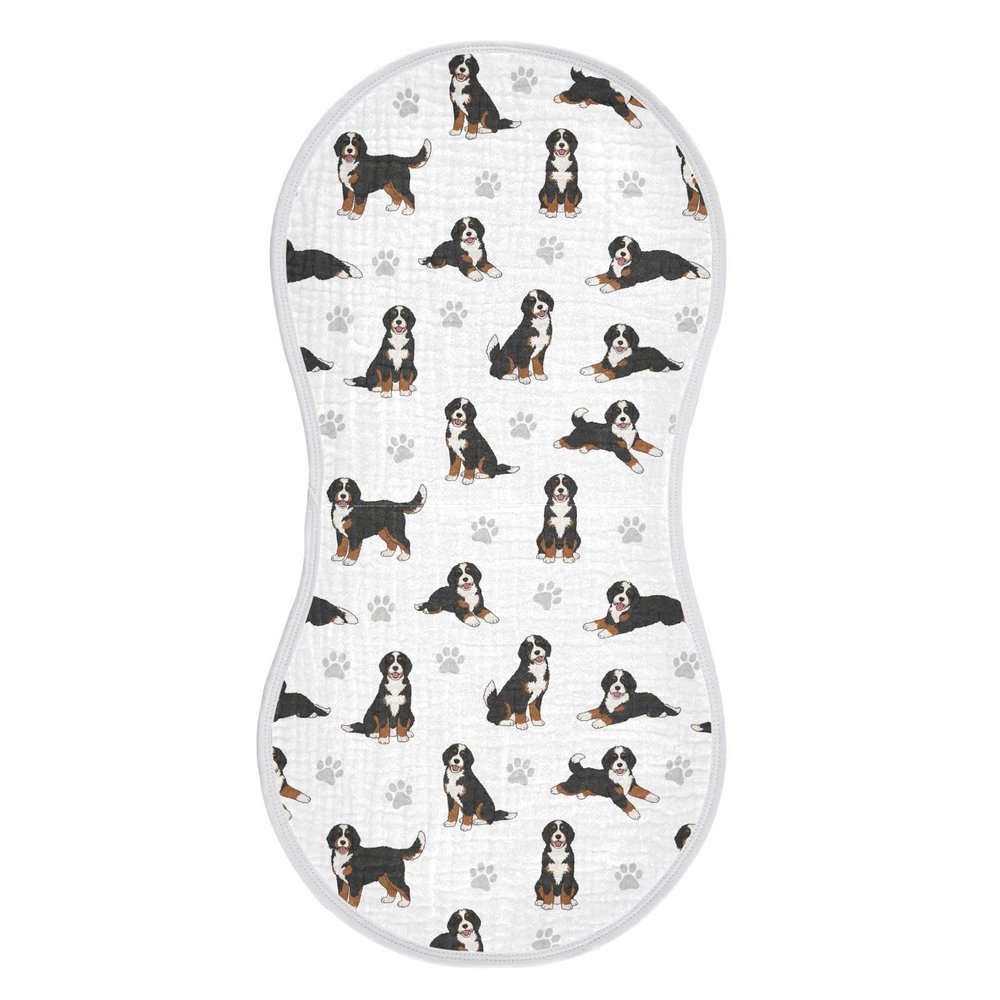 1 Pack Muslin Burp Cloths Bernedoodle Dogs White Cotton Baby Burp Cloths Ultra Absorbent and Soft Thick Burping Cloth for Newborn Baby Boys Girls 22x11 Inch