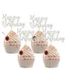 12 Pcs Silver Glitter Happy Birthday Cupcake Toppers Birthday Party Cupcake Decoration for 18th 30th 40th 50th 60th Cake Decor Men Women Birthday Party Supplies view 1