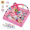 Baby Play Gym, Pink Activity Mat with Hanging Toys, Sensory Development Playmat with Mobile Arch, Musical Toys for Infants view 1