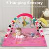 Baby Play Gym, Pink Activity Mat with Hanging Toys, Sensory Development Playmat with Mobile Arch, Musical Toys for Infants view 2