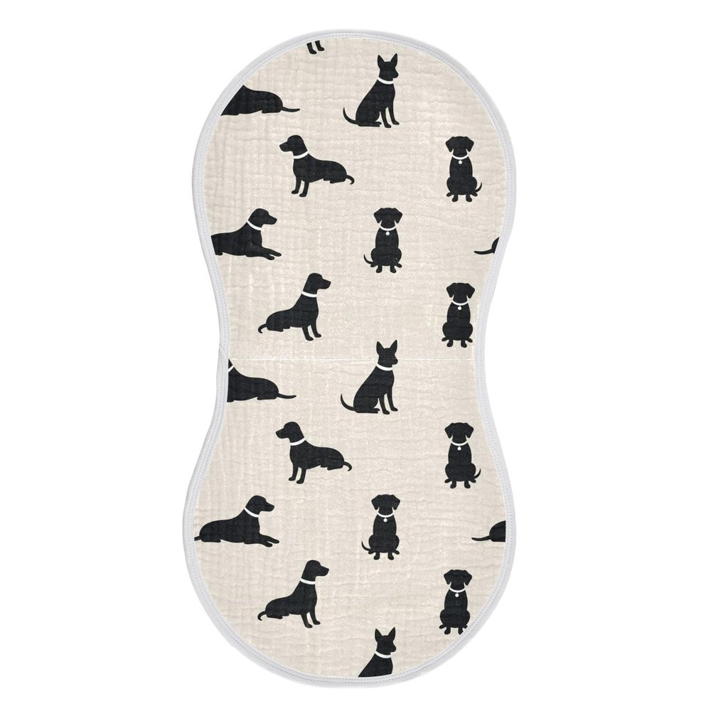 1 Pack Muslin Burp Cloths Dogs Beige Cotton Baby Burp Cloths Extra Absorbent and Soft Thick Burping Cloth for Newborn Babies 22x11 Inch