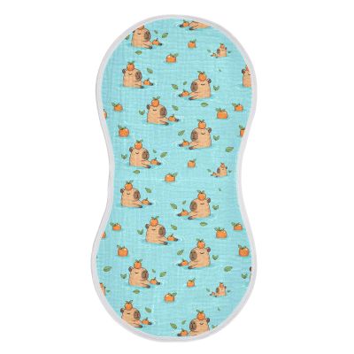 1 Pack Muslin Burp Cloths Capybara Blue Cotton Baby Burp Cloths Extra Absorbent and Soft Spit Up Rags for Baby Boys Girls 22x11 Inch
