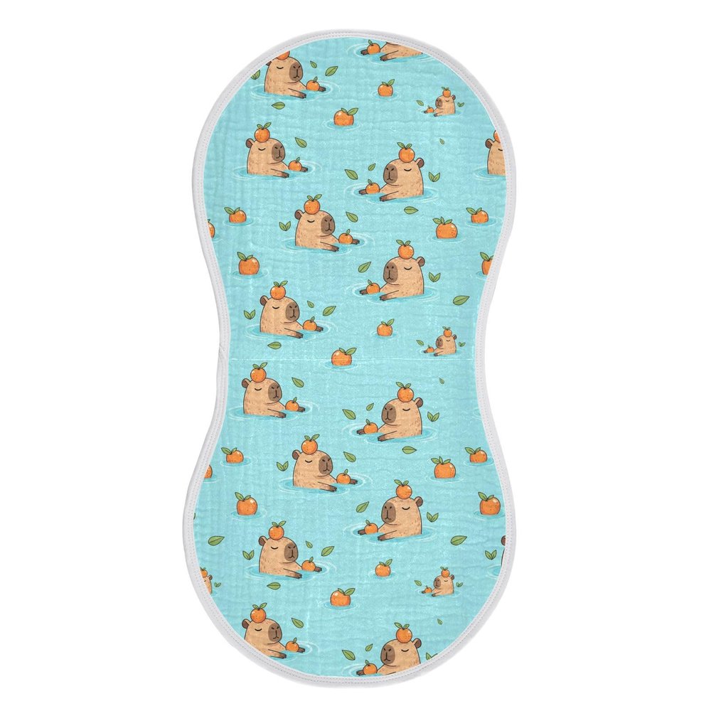 1 Pack Muslin Burp Cloths Capybara Blue Cotton Baby Burp Cloths Extra Absorbent and Soft Spit Up Rags for Baby Boys Girls 22x11 Inch