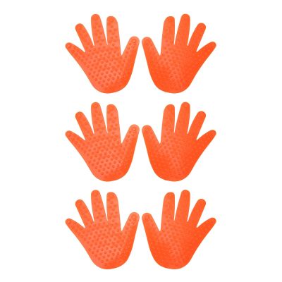 3 Pairs Hand Shaped Floor Markers PVC Non Slip Handprints Spot Marker Sports Set for Preschool Education Kindergarten (Orange)