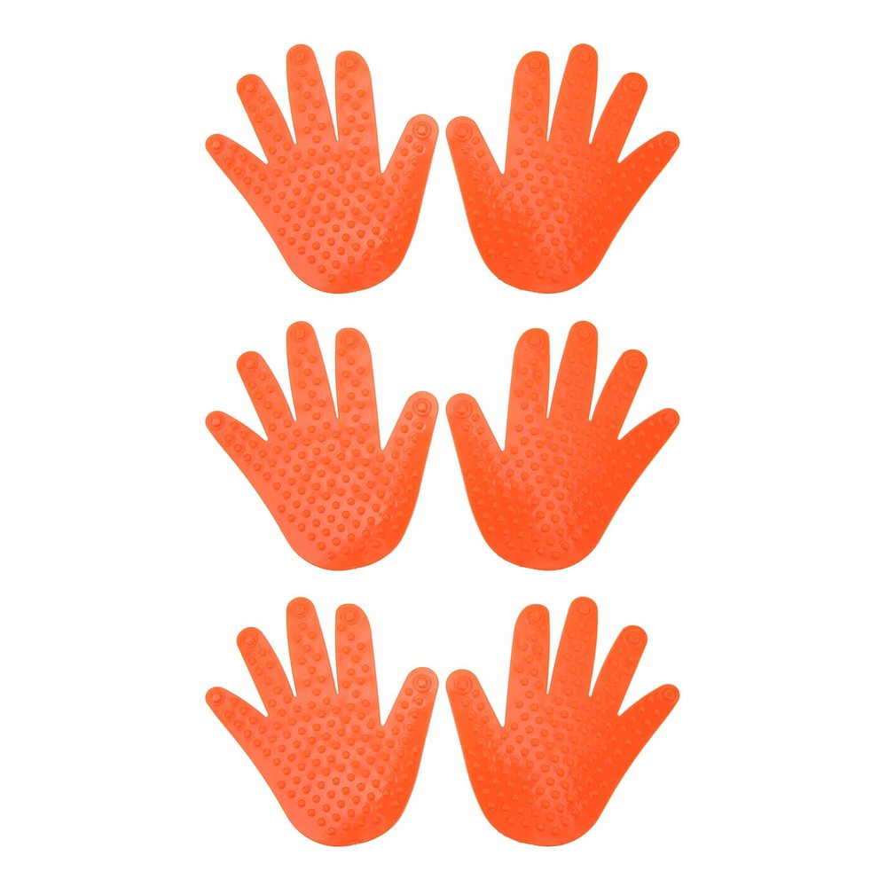 3 Pairs Hand Shaped Floor Markers PVC Non Slip Handprints Spot Marker Sports Set for Preschool Education Kindergarten (Orange)