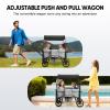 Zxcivhua Stroller Wagon for 4 Kids, Foldable All Terrain Wagon for Kids, with Removable Canopy, Adjustable Push and Pull Handle, 5 Point Harnesses, Large Storage Bag (Gray) view 2