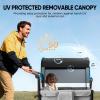 Zxcivhua Stroller Wagon for 4 Kids, Foldable All Terrain Wagon for Kids, with Removable Canopy, Adjustable Push and Pull Handle, 5 Point Harnesses, Large Storage Bag (Gray) view 4