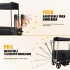 Zxcivhua Stroller Wagon for 2 Kids, Foldable All Terrain Wagon for Kids, with Removable Canopy, Adjustable Push and Pull Handle, 5 Point Harnesses, Large Storage Bag (Black) view 2