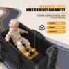 Zxcivhua Stroller Wagon for 2 Kids, Foldable All Terrain Wagon for Kids, with Removable Canopy, Adjustable Push and Pull Handle, 5 Point Harnesses, Large Storage Bag (Black) view 3