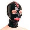Black Latex Mask Black Tight Unisex Hood Serial Port Strap Cosplay (XXL) view 3