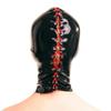 Black Latex Mask Black Tight Unisex Hood Serial Port Strap Cosplay (XXL) view 4