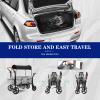 SAFETY CAREYA Stroller Wagon for 4 Kids, Foldable Wagon with Footwell, Lightweight, Adjustable Push and Pull Handles, 5-Point Harness, Adjustable Canopy for Outdoor Adventures (Gray) view 4