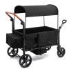 Zxcivhua Stroller Wagon for 4 Kids, Foldable All Terrain Wagon for Kids, with Removable Canopy, Adjustable Push and Pull Handle, 5 Point Harnesses, Large Storage Bag (Black) view 1