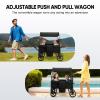 Zxcivhua Stroller Wagon for 4 Kids, Foldable All Terrain Wagon for Kids, with Removable Canopy, Adjustable Push and Pull Handle, 5 Point Harnesses, Large Storage Bag (Black) view 2