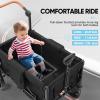 Zxcivhua Stroller Wagon for 4 Kids, Foldable All Terrain Wagon for Kids, with Removable Canopy, Adjustable Push and Pull Handle, 5 Point Harnesses, Large Storage Bag (Black) view 3