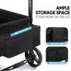 Zxcivhua Stroller Wagon for 4 Kids, Foldable All Terrain Wagon for Kids, with Removable Canopy, Adjustable Push and Pull Handle, 5 Point Harnesses, Large Storage Bag (Black) view 4