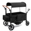 SAFETY CAREYA Stroller Wagon for 4 Kids, Foldable Wagon with Footwell, Lightweight, Adjustable Push and Pull Handles, 5-Point Harness, Adjustable Canopy for Outdoor Adventures (Black) view 1