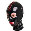 Black Latex Mask Black Tight Unisex Hood Serial Port Strap Cosplay (XS) view 1