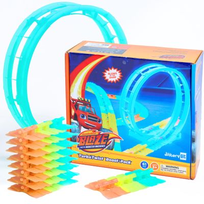 Blaze and The Monster Machines TurboTwist Racers Boost Pack - Glow in The Dark Racing Loop & Tracks Expansion Set for Kids Ages 3-10