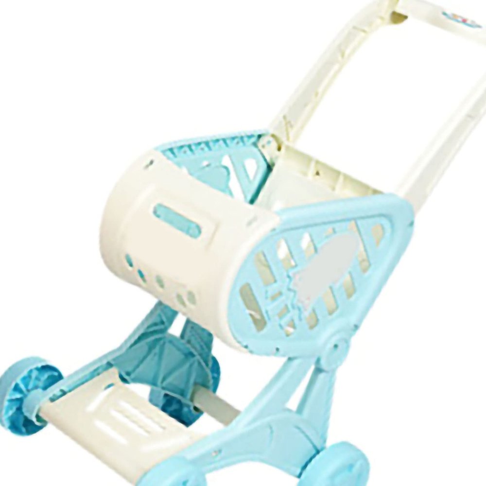 ToysCentral Basics Play Supermarket Shopping Cart with Cutting Fruit Toys for Children's Gifts for Children Purchasing for Young Children Material (Blue)