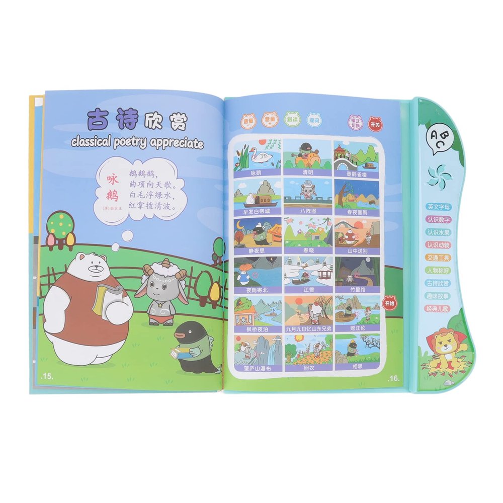 ToysCentral Basics Chinese English Early Educational Learning Book for Kids, Child Reading Machine with Clear Voice, Fun and Interactive Toy