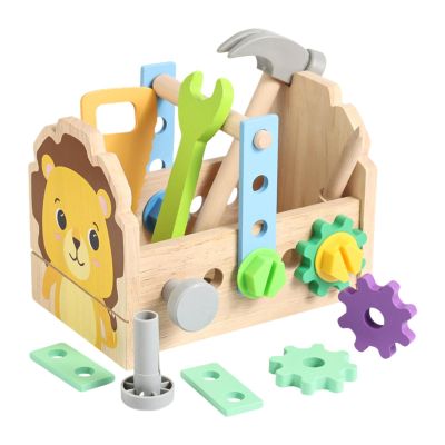 CoudarTitie Kids Tool Set Travel Toy Building Shape Color Recognition Nuts and Wooden Tools for Children Boys Preschool