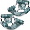 2 Pack Tropical Pool Lounger Chairs with 3 Buoyant Pillows Inflatable Water Float for Adults, Palm Leaf Design, 30x24x16 Inch (Green and Green) view 1