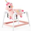 FUNLIO Unicorn Spring Rocking Horse for Kids 3-6, Rainbow Fairy Ride on Horse with Covered Spring & Sturdy Frame, Neighing & Galloping Sound for Pretend Play, Horse Toys Gift, CPC & CE Certified-Pink view 1