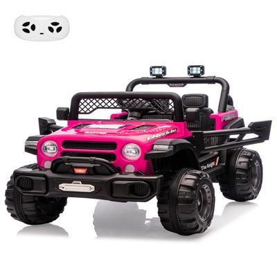 12V Kids Ride On Truck with Parent Remote Control, Off-Road Electric Car w/Dual Motors, LED Lights & Music, 3-Speed, Spring Suspension, Safety Belt | Gift for Boys Girls Ages 37M+