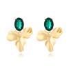 3.6 * 2.9cm Alloy Petal Pendant Green Glass Earring For Women,green,3.6 * 2.9cm view 1